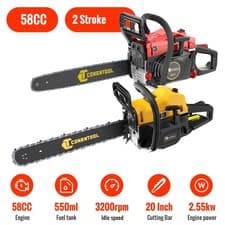Image of 2550W 58cc Petrol Chainsaw 2-Stroke 20in Bar 11500RPM Wood Cutter Saw Heavy Duty
