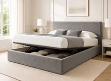 Image of LOW PROFILE OTTOMAN STORAGE BED FRAME UPHOLSTERED PLUSH VELVET - PLAIN HEADBOARD