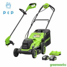 Image of Greenworks 48V 36Cm Cordless Lawn Mower & 24V 25Cm Line Trimmer Bundle
