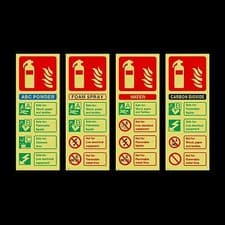 Image of Fire Extinguisher ID Photoluminescent Plastic Sign or Sticker - All Materials
