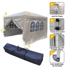 Image of 3x3m Heavy Duty Waterproof Pop Up Gazebo Garden Party Canopy Tent with 4 Sides