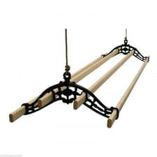 Image of Ceiling Pulley Clothes Airer Dryer Rack Cast Iron Black 4 Lath Kitchen Laundry