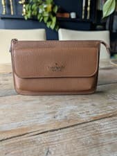 Image of Brand New Kate Spade Lelia Crossbody Leather Bag/wallet on Chain In Caramel
