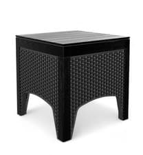 Image of Rattan Effect Square Garden Side Table Patio Coffee Tea Outdoor Furniture Black
