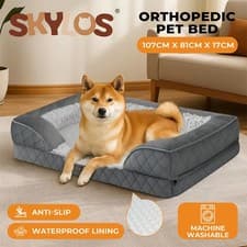 Image of Skylos Orthopedic Pet Bed Dog Memory Foam Cushion Calming Washable Extra Large