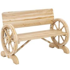 Image of Outsunny Wooden Garden Bench Outdoor Loveseat with High Back, Refurbished