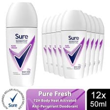 Image of Sure Women Motion Sense AP Deodorant Rollon 72H Nonstop, Pure Fresh - 50ml, 12pk