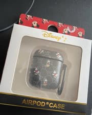 Image of Primark Disney Mickey & Minnie Grey Printed AirPods Case with Keyring