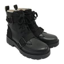 Image of UGG Beachpunk Double Buckle Black Leather Ankle Boots Size UK 7