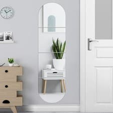 Image of TSKDKIT Stick On Mirrors 4pcs 30 x 30cm Self Adhesive Mirror Tiles, Long Wall...