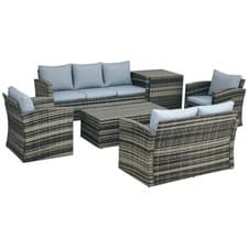 Image of Outsunny 6 PCS Patio Rattan Sofa Set Conversation Furniture Grey