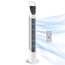 Image of HOMCOM 78.5cm Oscillation Tower Fan with Remote Control 3-Speed Wind White
