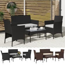 Image of 4 Seater Rattan Garden Furniture Set, Outdoor Sofa Set with Cushions