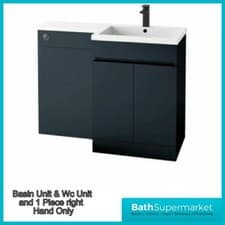 Image of Bathroom Cloakroom  Hand L Shape Vanity Unit Basin Sink Toilet Unit Anthracite