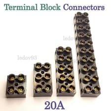 Image of 20A Black Terminal Blocks Strip Connector 2,3,5,10 Way Choc Block Fire Proof UK
