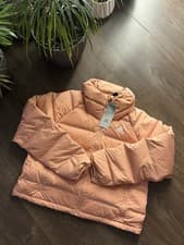 Image of Adidas Outdoor Helionic Down Puffer Jacket In Apricot Colour Size Extra Small XS