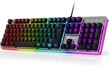 Image of RGB Backlit Gaming Keyboard, 104 Keys Wired Gaming Keyboard, 8-Zone Programmable