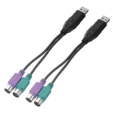 Image of 2 Pcs USB to PS/2 Adapter, USB A Male to Dual PS/2 Female Converter, Black
