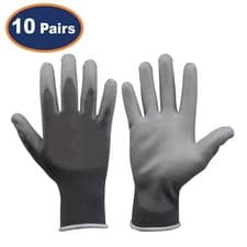 Image of Safety Gloves PU Palm Grey Grip Builder Work Hand Protection XL Size 10-Pairs