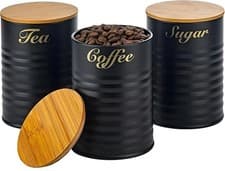 Image of Tea Coffee Sugar Canister Set Labelled Containers for Tea Coffee Sugar Tins Jar