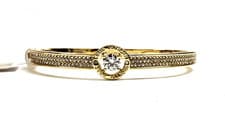 Image of NEW MICHAEL KORS GOLD TONE CRYSTAL PAVE STUD MK LOGO HINGE BANGLE BRACELET