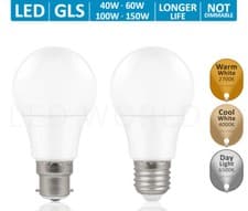 Image of LED GLS Bulb 6w=40w/8.2W=60W/15W=100 WATT BC B22 ES E27 Warm Cool White Daylight