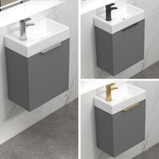 Image of Bathroom Cloakroom Vanity Unit Ceramic Basin Sink 400mm Floor Standing Wall Hung