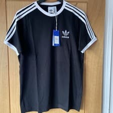 Image of adidas Originals Adicolor Classics 3-Stripes Black Noir T-Shirt Size Medium