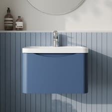Image of Nuie Lunar WH 1-Drawer Vanity Unit & Polymarble Basin 600mm - Satin Blue