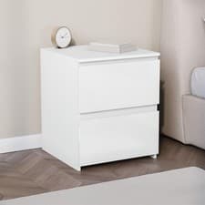 Image of Modern 2 Drawer Gloss Bedside Chest Storage Cabinet Bedroom Furniture