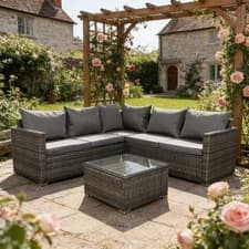 Image of 5 Seater Rattan Garden Furniture Corner Sofa Set with Table, Outdoor Patio Set