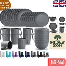 Image of Elegant 32-Piece Dinnerware Set - Unbreakable, Microwave Safe & Dishwasher Safe