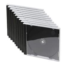 Image of 10 x CD DVD Disc Jewel Case 10.4mm Single Black Tray Pack of 10 Replacement Case