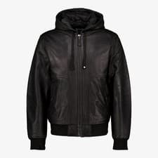 Image of SCHOTT NYC MEN'S HOODED LEATHER JACKET (M) BLACK * RRP £400.00 * BNWT