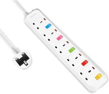 Image of 3M Extension Lead 5 Way Individually Switches, Mscien Extension Sockets Wall Mou