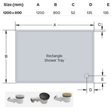 Image of 30mm-45mm Rectangle Shower Tray Stone Resin Free Chrome Waste-Low Profile Solid