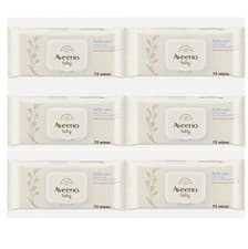 Image of 6 X Aveeno Baby Daily Care Wipes Sensitive Skin Cleanse Gently &Efficiently