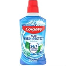 Image of Colgate Plax Cool Mint Mouthwash 500ml Fresh Breath No Burn 24/7 Care UK