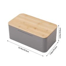 Image of Large Bread Bin with Bamboo Lid Cutting Bread Board Loaf Storage Box BPA Free