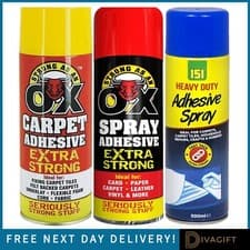 Image of CARPET ADHESIVE SPRAY FOR CARPET UPHOLSTERY TILE STRONG GLUE 500ML HEAVY DUTY