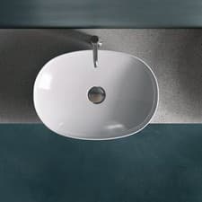 Image of RAK Variant Oval Countertop Wash Basin 500mm Wide 0 Tap Hole - Alpine White