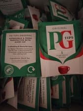 Image of PG TIPS Tea Bags Individual ENVELOPED, Drawstring/Tagged, Plant Based Bags