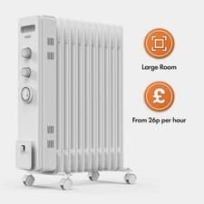 Image of Vonhaus Large 11 Fin Oil Filled Radiator Heater with Timer 2500W White New boxed