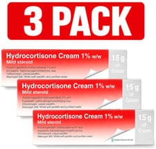 Image of Hydrocortisone Cream 1% - Itching, Irritated Skin, Inflammation - 15g x 3 (45g)