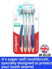 Image of 4 X Colgate Ultra Soft Slim Bristle Toothbrush Gentle Enamel for Sensitive Gums
