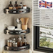 Image of Kitchen Hook Shelves Organiser Wall-Mounted Basket Adhesive Shelf Storage Rack