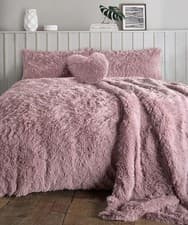 Image of Luxurious Cuddles Long Pile Faux Fur Teddy Fleece Duvet Cover Winter Bedding Set