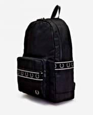 Image of Fred Perry black LAUREL TAPE Unisex Mens Boys girls Backpack Bag Wreath