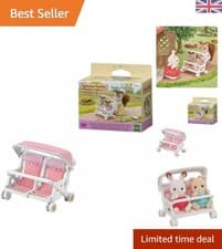 Image of Sturdy Sylvanian Families Double Pushchair - Perfect for Twin Dolls (10 x 6 cm)