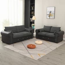 Image of Upholstered Fabric 2 3 Seater Sofa Suite Couch Settee Set Padded Seat Furniture